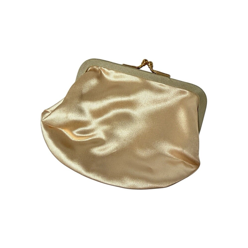 Vintage 1950s Escort Bag Black Leather Frame Handbag Mirror Coin Purse MCM - Picture 3 of 14